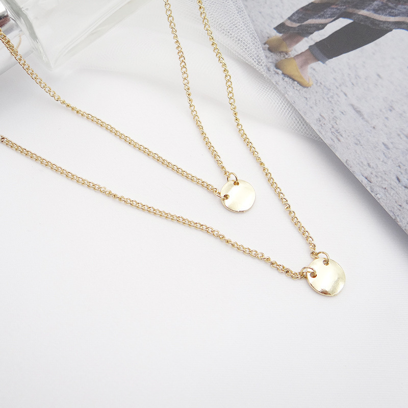 Hot Selling Fashion Double Layer Small Disc Necklace Wholesale display picture 4