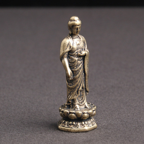 Brass antique lotus seat Sakyamuni Buddha statue desktop ornaments for Tathagata Buddha statues wholesale