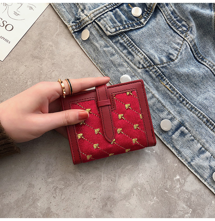 70% Off Short Style Wallet 2020 New Embroidered Student Wallet Short Folding Ladies Multifunctional Card Holder Wholesale display picture 17