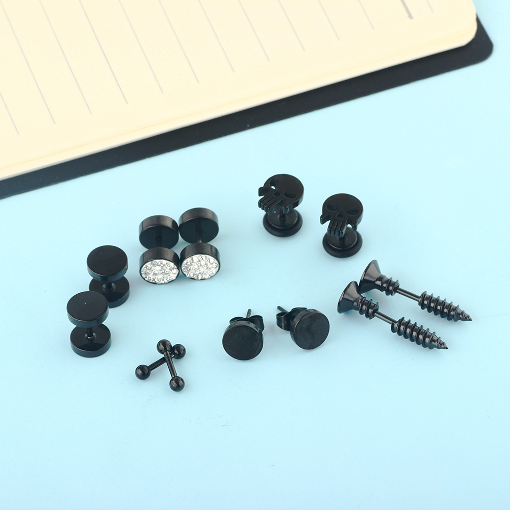 Amazon Wish Men's Explosive Earring Set Faux Ear Expanders Women's Atmospheric Simple Earrings detail image 8