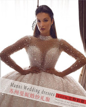 2023新款速賣通外貿婚紗禮服 非洲跨境新娘結婚蕾絲長袖婚紗定制