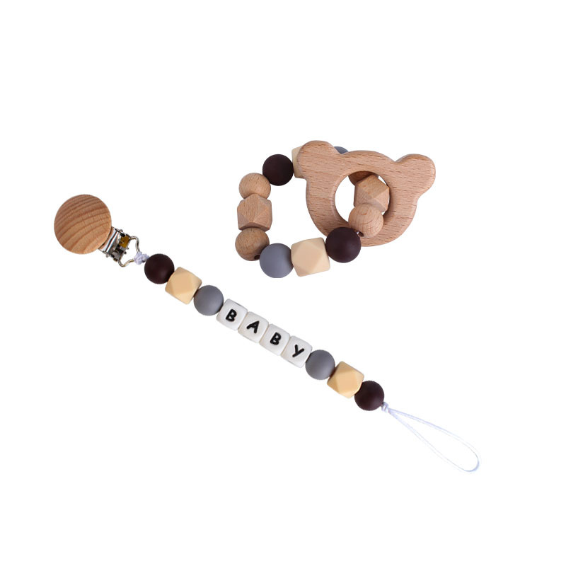 Nuevo bebé DIY creativo chupete cadena nombre personalizado haya Mickey animal de dibujos animados juguete mordedor chupete cadena