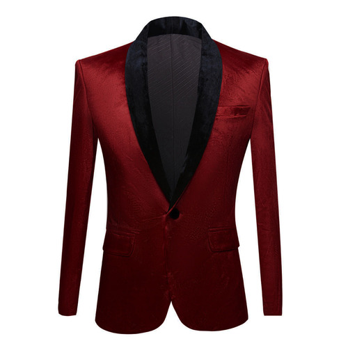 Men youth pink green wine Velvet jazz dance blazers singer host stage performance suit Slim casual youth fashion coats for male dress casual jacket