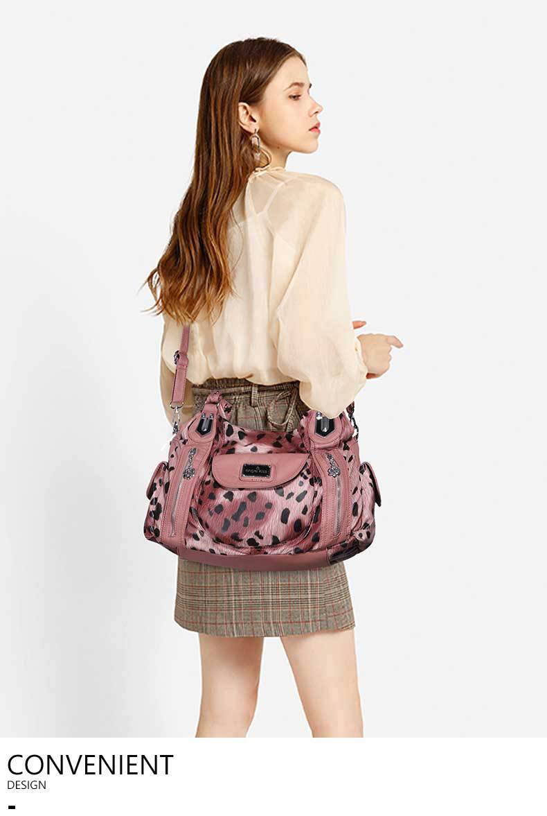 Angel Kiss Women Handbag Y2K Large Capacity Leopard Top Handle