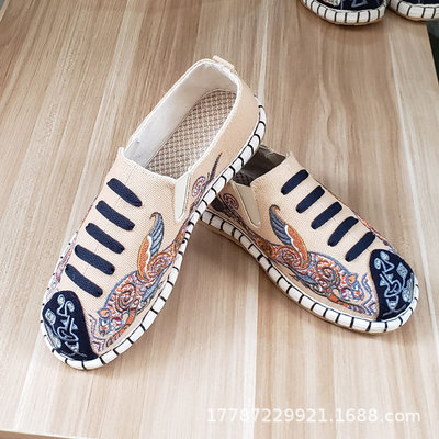 Hanfu chinese kungfu shoes Beijing Handmade clothing Shoes Men's Ethnic Embroidered Shoes Driving Soft Bottom Lazy Shoes