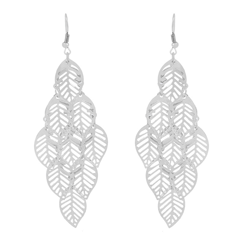 Popular Fashion Long Tassel Leaf Earrings Wholesale Nihaojewelry display picture 6