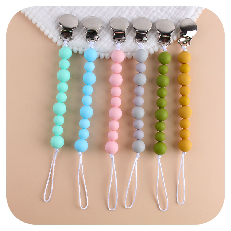 Popular bebé suministros hierro chupete clip bebé calmante silicona chupete cadena juguete chupete cadena