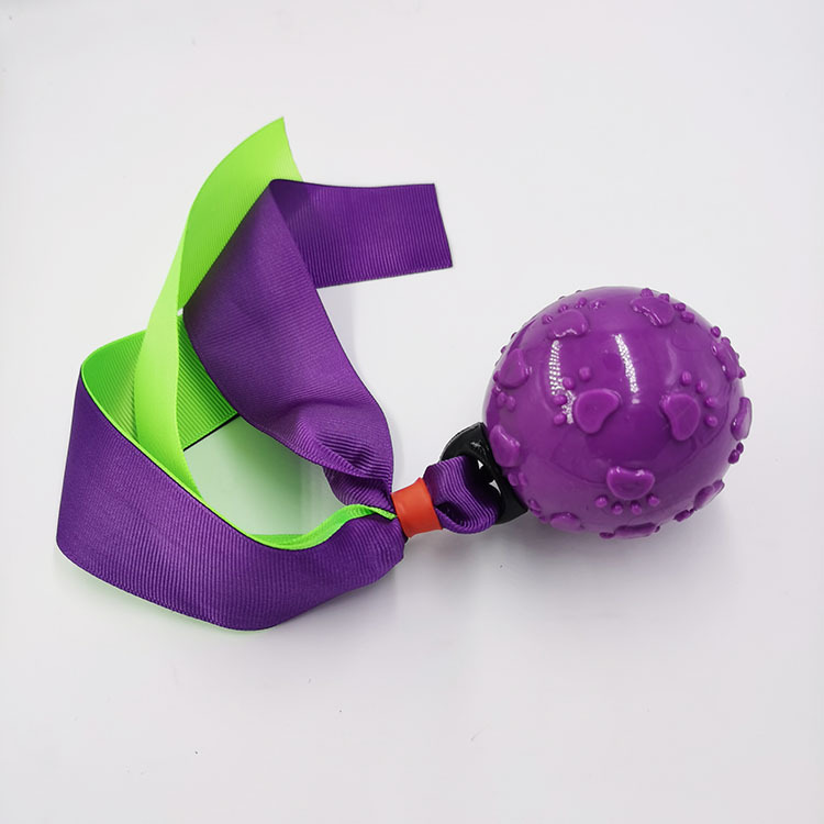 Nuevo suministro directo de fábrica Amazon mascota perro sonido juguete interactivo mordedura-resistente TPR cinta Bola de juguete al por mayor