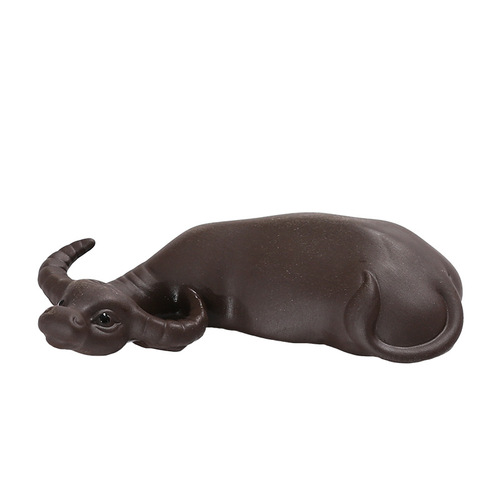 Zisha Tea Pet Little Ox, Handmade Creative Pet Tea, Wealth Bringing Pixiu, Twisting Ox Turning the World, Tea Tray Ornament