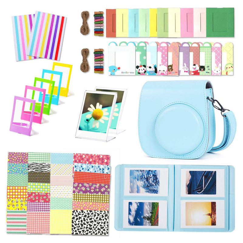 Polaroid Instax Mini 11 accessories suit camera bag shoulder strap album photo frame 8-in-1 Ice Blue