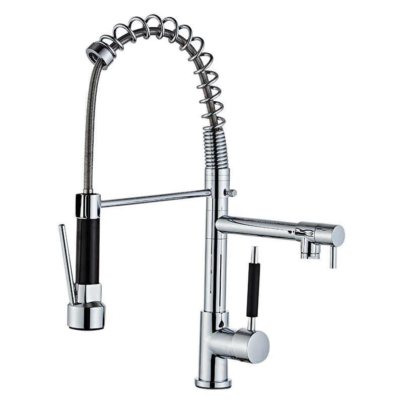 Todo-cobre pelo-generación cepillado primavera grifo de la cocina pull-out fregadero caliente y frío cuenca vegetal retráctil grifo de la ducha image 6
