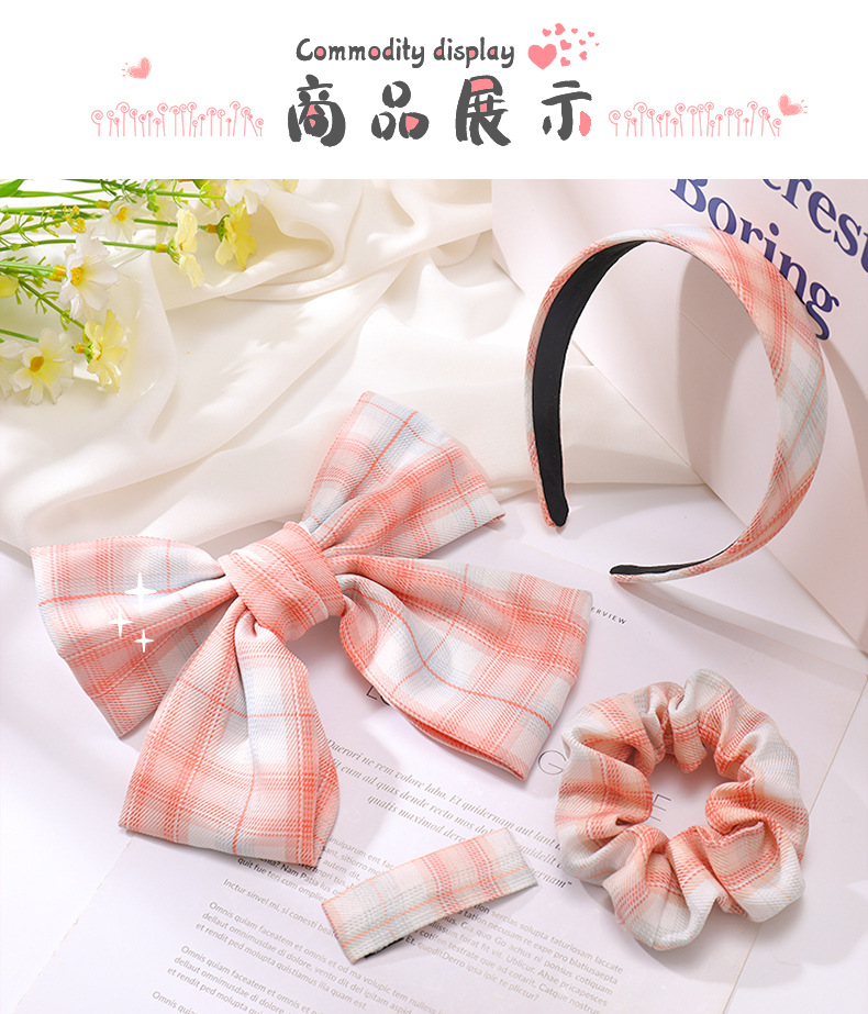 Big Bow Hairpin All-match Creative Hair Ring Uniform Fabric Headband Suit Lattice Hairpin Wholesale Nihaojewelry display picture 3