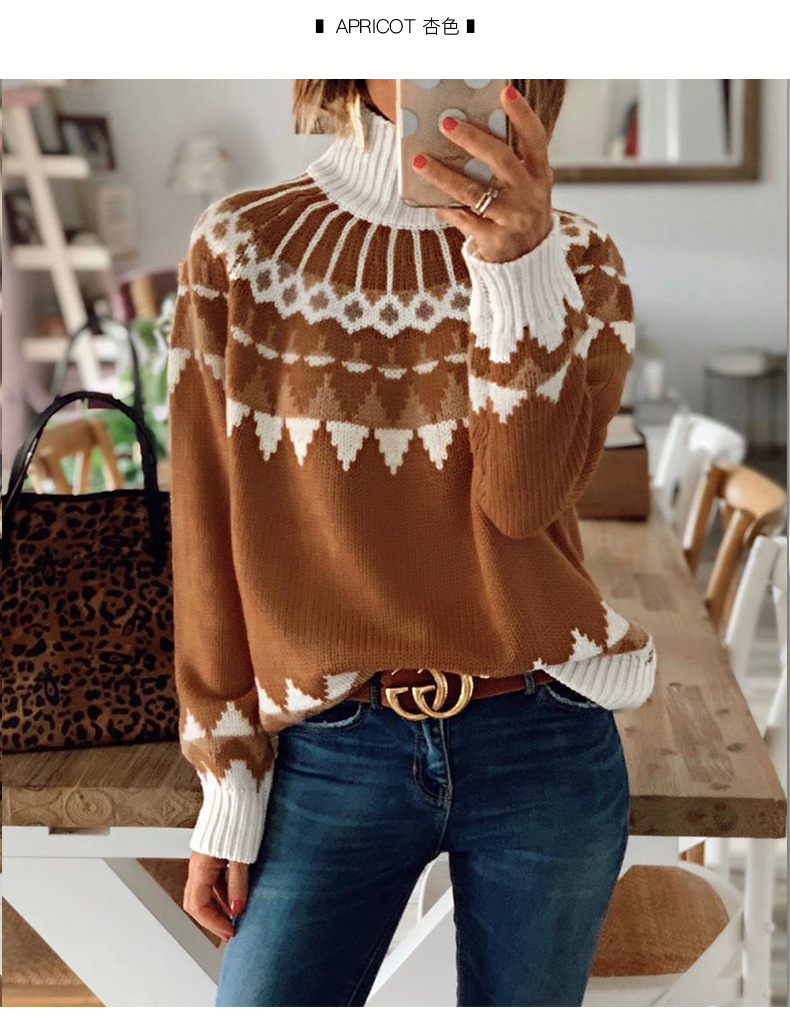  new snowflake pattern turtleneck sweater pullover blouse  NSSI3009