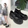 High student pleated skirt platform, retro footwear high heels English style for leather shoes, plus size, British style