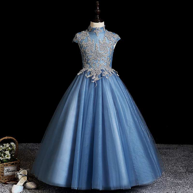 儿童礼服裙2021新款女童公主裙生日主持人长款高贵洋气钢琴演出服