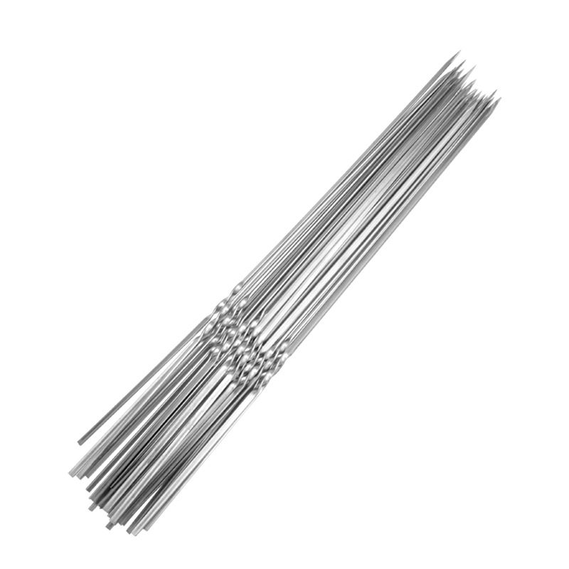 Stainless steel flat stick barbecue steel needle skewers rolled string barbecue tools wholesale 30cm35cm flat needle barbecue stick