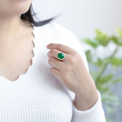 15*20 Second Generation Green Jadeite Agate Pendant Necklace