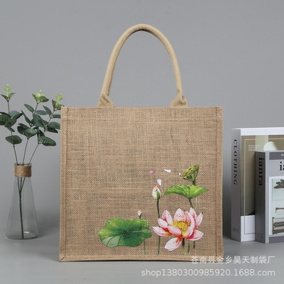 复古黄麻麻布袋定制批发 现货圣诞爱心礼品包装麻布袋定做logo|ru