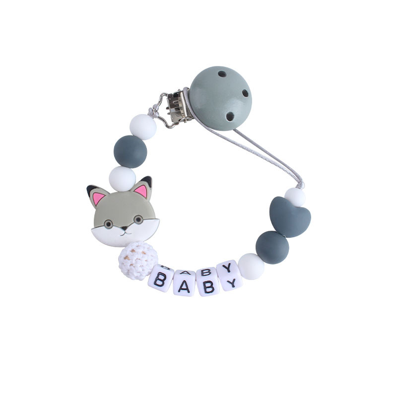 Nuevo clip de chupete Hemu calmante Cadena de chupete de silicona gato mordedor cadena anti-gota amor cuentas de silicona Cadena de chupete