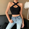 New solid slim sexy cross necked off shoulder vest