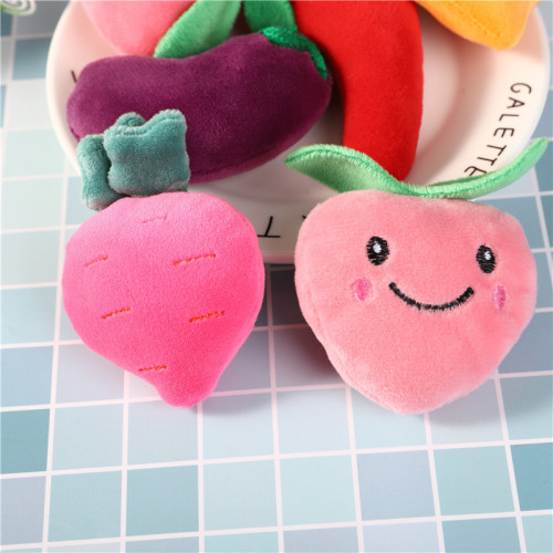 Fruit Series Flocked Cotton Cartoon Plush Brooch Cute Fashion Accessory DIY Bag Hook Stereo Decor Flower