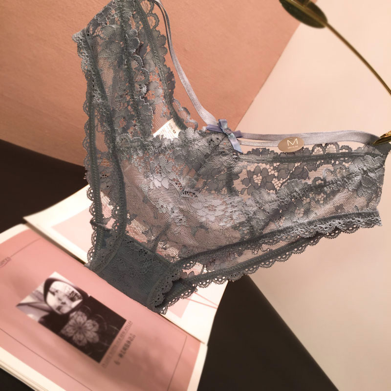 Front thin belt triangle hollow lace edge underwear comfortable cotton plus size women's underwear briefs