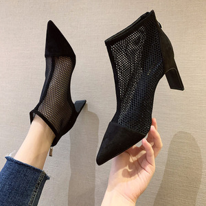 Pointed fashion thin heel women’s short boots sexy thick heel single boots show thin Martin boots