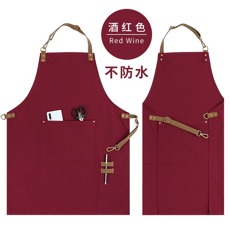 Delantal de mezclilla barista de estilo japonés logotipo personalizado impresión restaurante floral leche tienda de té Barber ropa de trabajo circunferencia del cuerpo