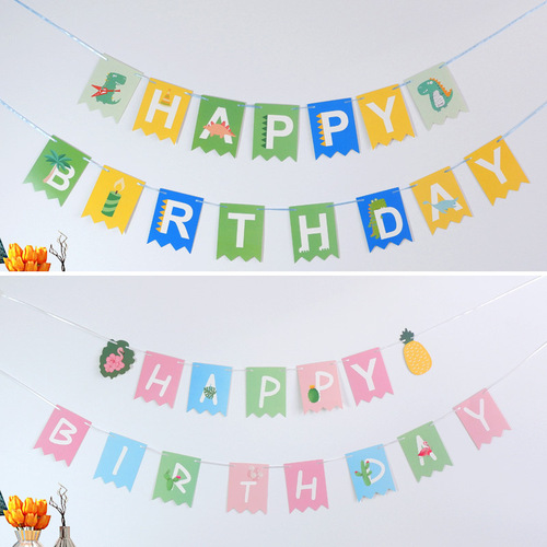 Baby Birthday Flamingo Dinosaur Party Decoration Birthday Banner Happy Birthday Letter Banner