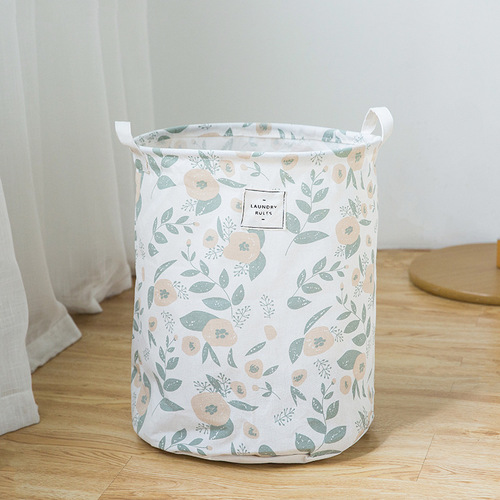 Rice and wheat colorful printed storage bucket fabric laundry basket cotton linen cartoon storage foldable storage basket
