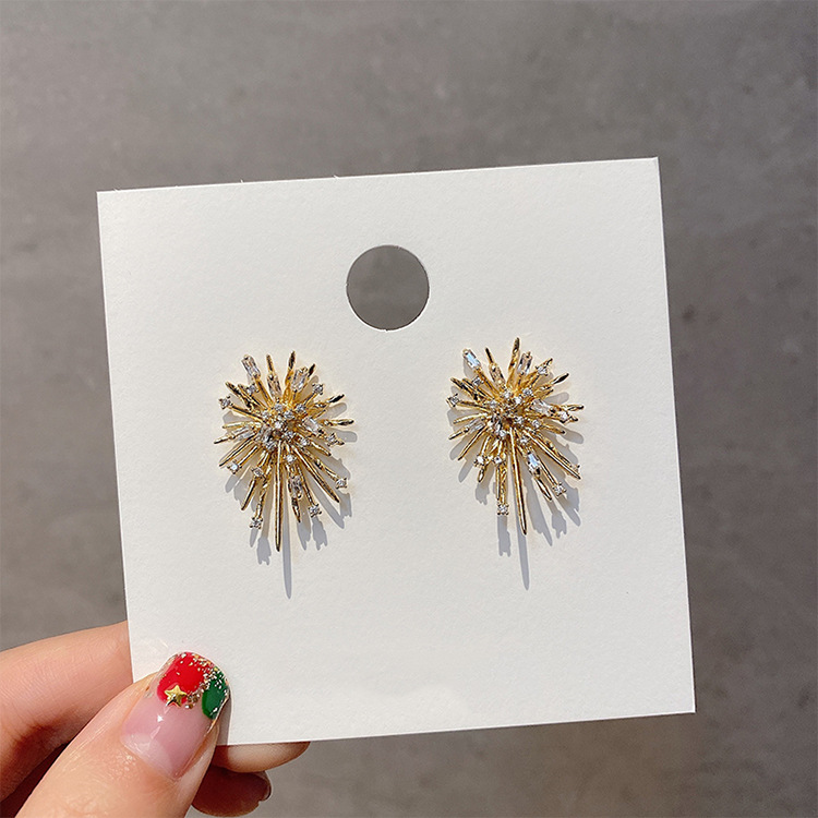 Ins Style Simple Style Fireworks Alloy Plating Inlay Rhinestones Women's Ear Studs display picture 1