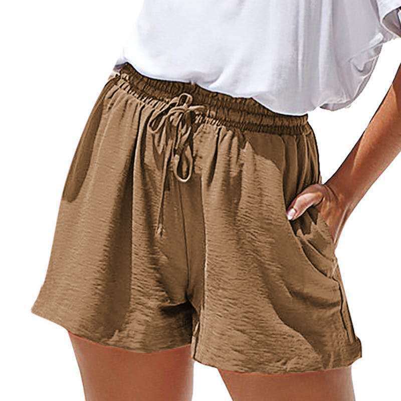 Ladies Linen Summer Short Femme Pantalon Loisirs avec réglable à la taille