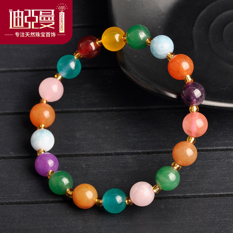 时尚水晶饰品手饰多宝石手链女士单圈DIY糖果色手串直播货源 批发|ms