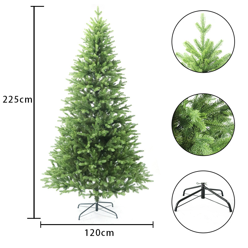 源头工厂新款加密PE混合圣诞树圣诞节装饰用品酒店橱窗场景摆件