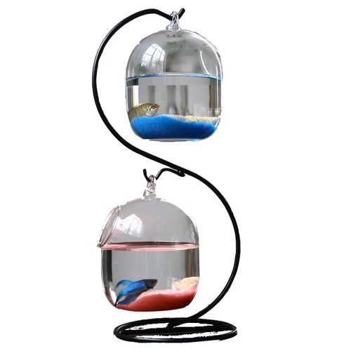 Hanging transparent betta fish tank, desktop small aquarium, mini goldfish tank, glass creative ecological fish tank