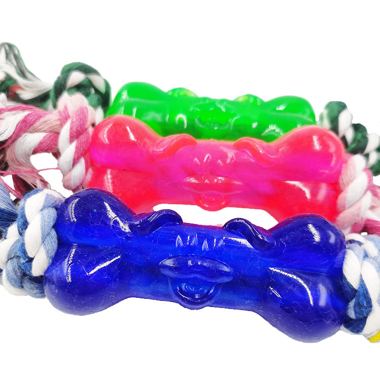 Suministro directo de fábrica TPR cuerda para mascotas perro de juguete cuerda de molienda nudo hueso perro de juguete perro entrenamiento perro Limpieza de dientes cuerda de mordida