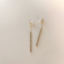 韩国东大门代购同款气质精致珍珠满钻耳环长款流苏耳钉高级感耳坠