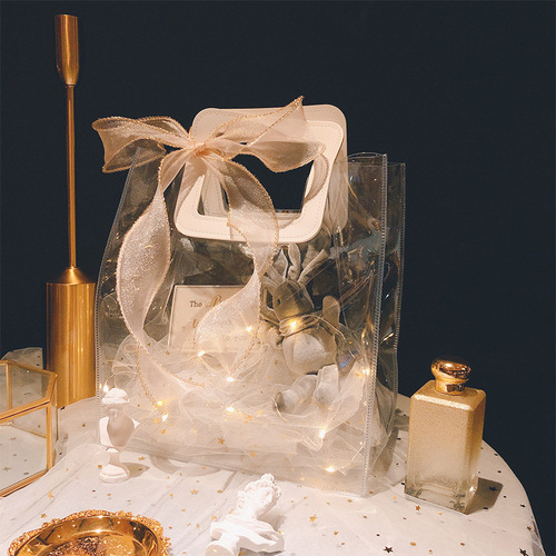 INS Transparent Baked Crystal Handbag PVC Women's Day Gift Bag Wedding Return Gift Bag Gift Bag Wedding Candy Bag