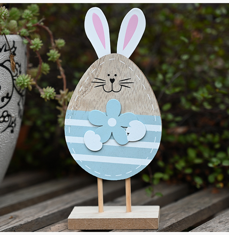 Easter Wooden Egg-shaped Bunny Ornaments display picture 8