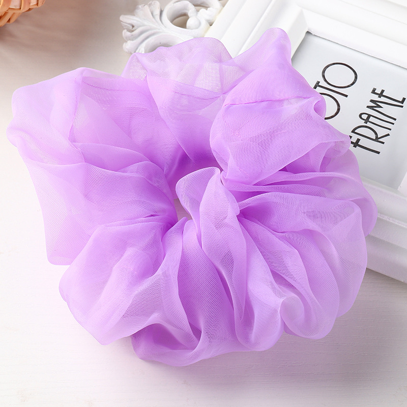 Simple Large Organza Candy Color Hair Scrunchies display picture 4