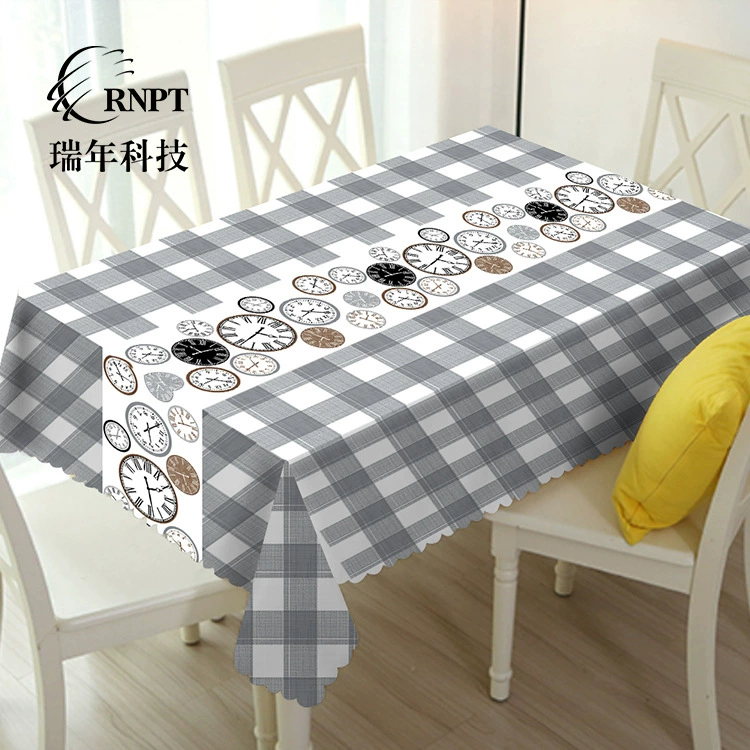 [Производитель горячей продажи] Простой размер скатерть в клетку скатерть с принтом будильника водонепроницаемая скатерть из ПВХ столовая