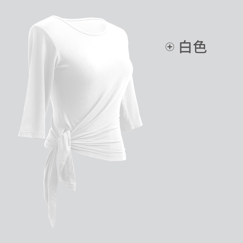 Ropa de práctica de danza moderna ropa de rendimiento de examen de arte corporal de las mujeres ropa de yoga ropa de danza clásica irregular media manga superior