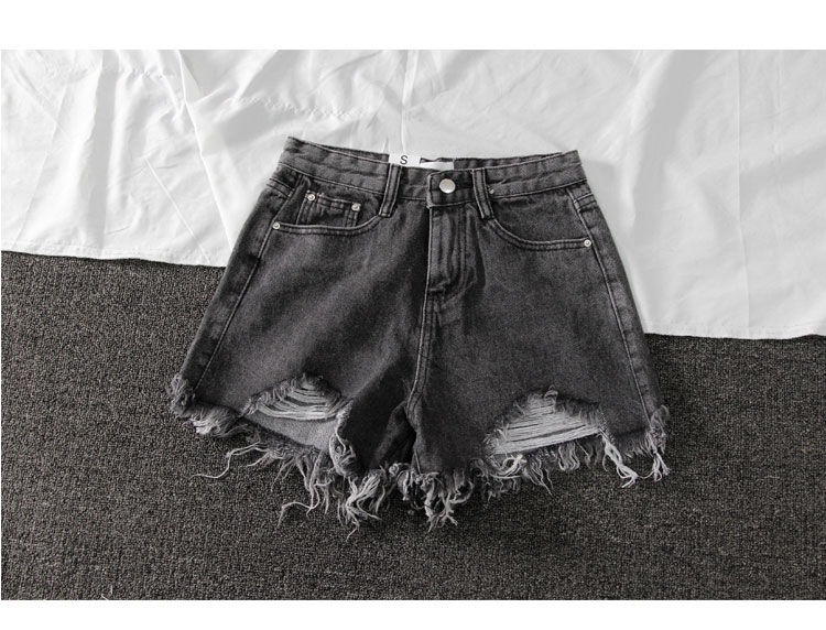 Women's Daily Street Casual Solid Color Shorts Tassel Ripped Shorts display picture 2