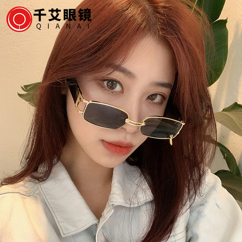 千艾新款小框太阳镜 创意款欧美个性INS网红女太阳眼镜潮嘻哈墨镜