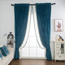 窗簾布料窗幔荷蘭絨布純色歐式躍層簡約客廳卧室遮光成品窗簾