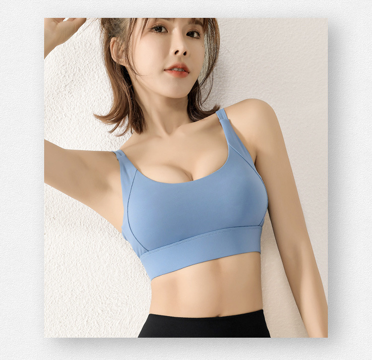 健身文胸防震跑步瑜伽背心欧美后背折叠吊带美背运动内衣女