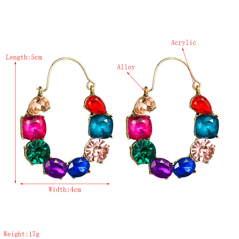 Exaggerated Fashion Alloy Diamond-studded Color Acrylic Earrings Wholesale display picture 1