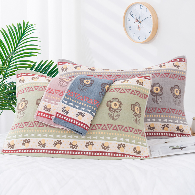 cotton material Five layer Gauze Pillowcase AB Pillow towel ventilation Sweat Simplicity Northern Europe style bedding adult Pillowcase