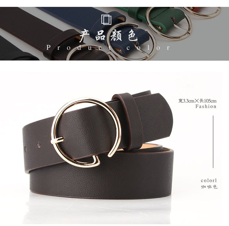 The New Ladies Letter Round Buckle Head Belt Simple Korean Pants Belt Fashion New Products Wholesale Nihaojewelry display picture 1