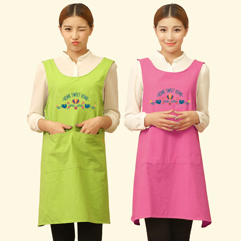 Delantal de la cocina del hogar camarero catering ropa de trabajo moda de las mujeres hombres anti-incrustante a prueba de aceite de la cintura de impresión de logotipo personalizado